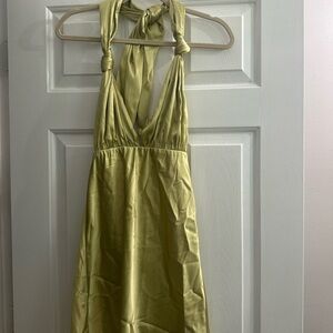 Isabelle’s cabinet green silk mini dress